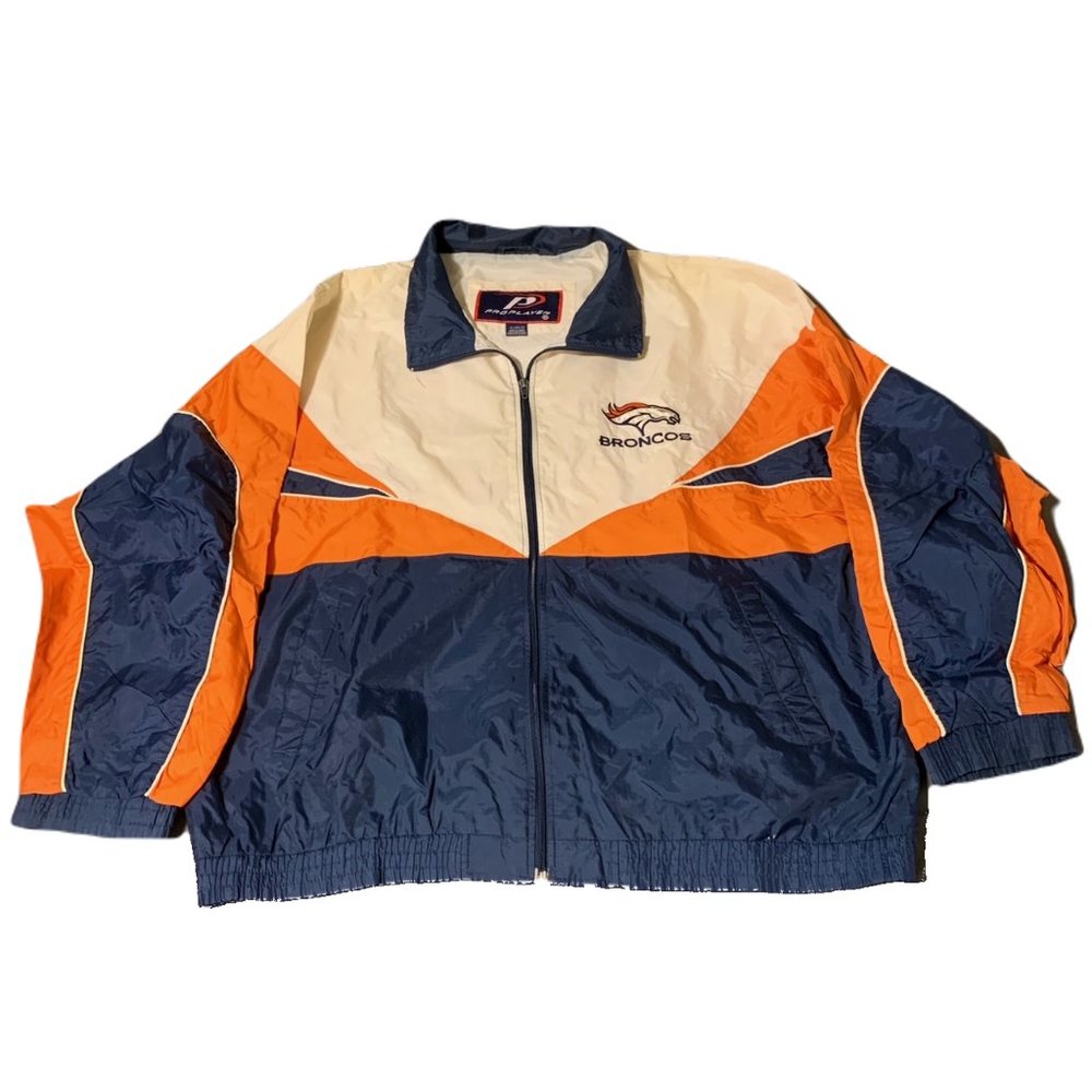 Vintage 90s Denver Broncos Pro Player NFL Football Windbreaker Jacket  Full Zip
